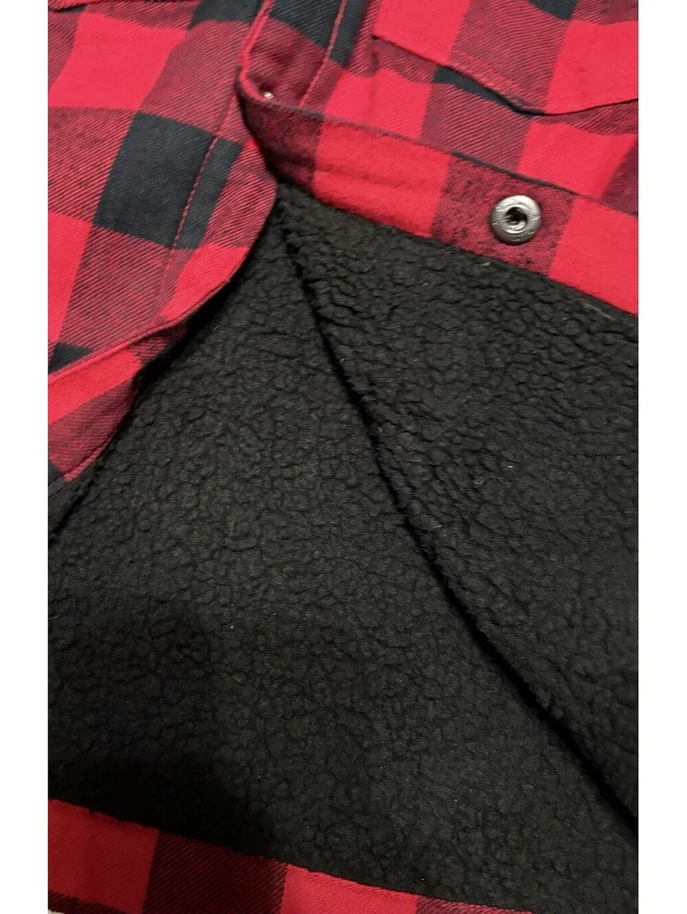 NWOT Tommy Bahama Boys Red Black Buffalo Plaid Sherpa Flannel Shacket Jacket M